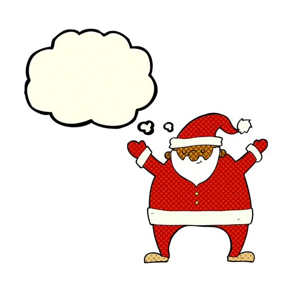 Dibujos animados Santa Claus con burbuja de pensamiento — Vector de stock