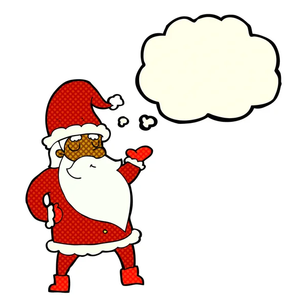 Cartoon Weihnachtsmann mit Gedankenblase — Stockvektor