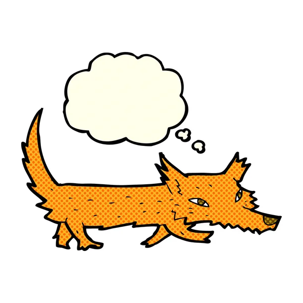 Cartoon Kleiner Fuchs mit Gedankenblase — Stockvektor