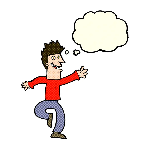 Karikatur glücklicher Mann mit Gedankenblase — Stockvektor