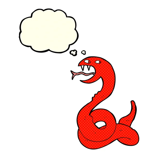 Karikatur zischende Schlange mit Gedankenblase — Stockvektor