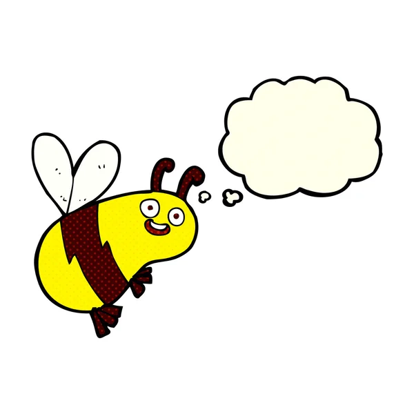 Funny cartoon bee with thought bubble — Stock Vector