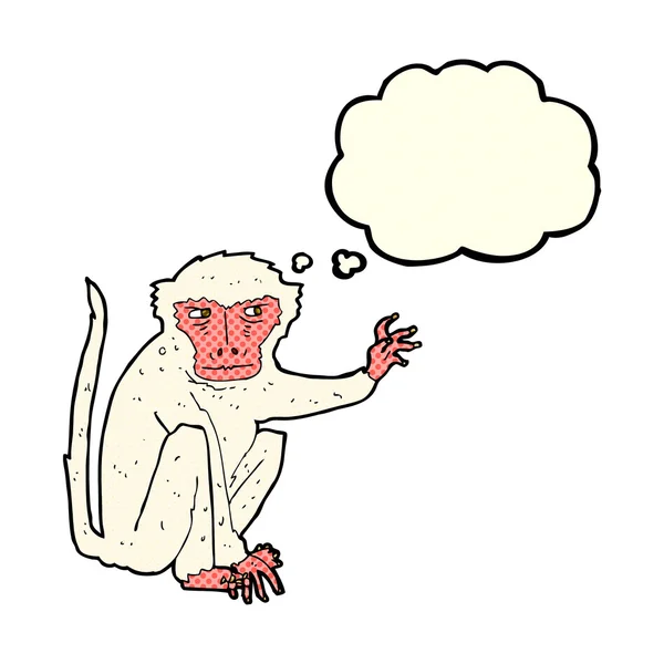 Cartoon kwaad aap met gedachte zeepbel — Stockvector