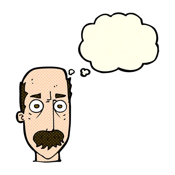 Dessin animé homme avec moustache avec bulle de pensée — Image vectorielle