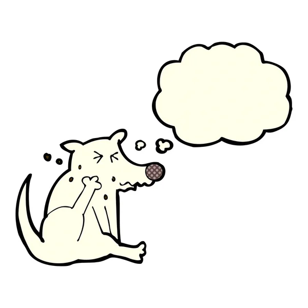 Мультяшний собака дряпається з мисленням бульбашки — стоковий вектор