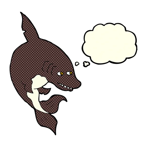 Αστείο καρχαρία κινουμένων σχεδίων με φούσκα σκέψης — Διανυσματικό Αρχείο