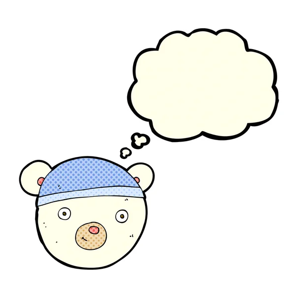 Cartoon polar bear face with thought bubble — Stock Vector
