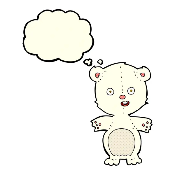 Söt isbjörn tecknad med tanke bubbla — Stock vektor