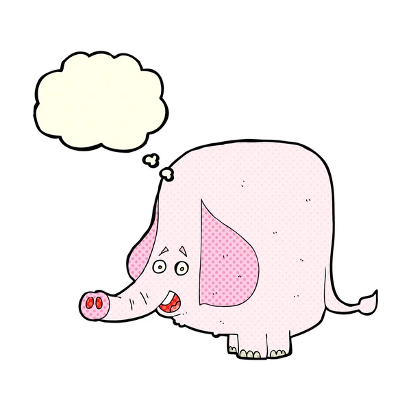 Cartoon roze olifant met gedachte bubble — Stockvector