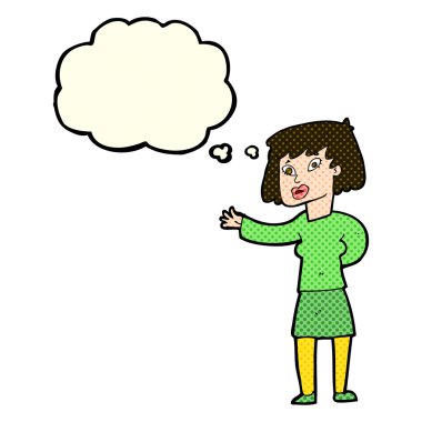 çizgi film kadın düşünce balonu ile açıklayan