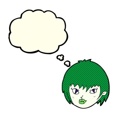 Düşünce baloncuklu vampir kız suratı