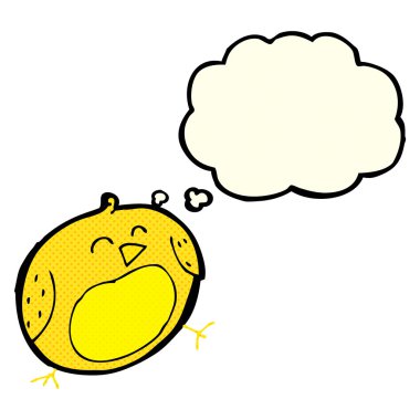 Düşünce baloncuklu çizgi film kuşu