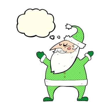 Düşünce baloncuklu çizgi film Noel Baba