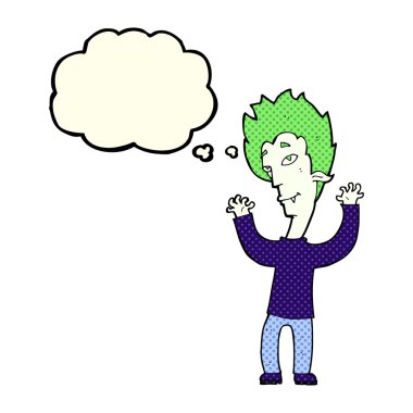 Düşünce baloncuğu olan vampir adam.