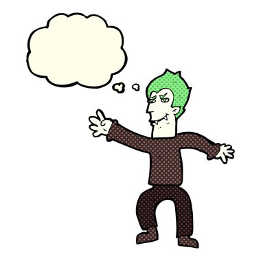 Düşünce baloncuğu olan vampir adam.