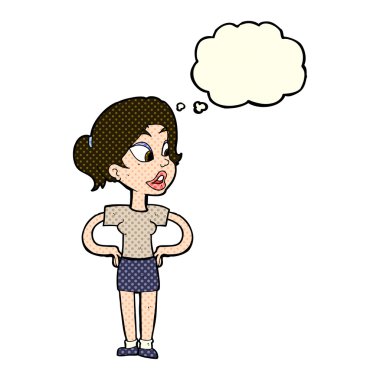 el HIPS düşünce balonu ile kadınla çizgi film