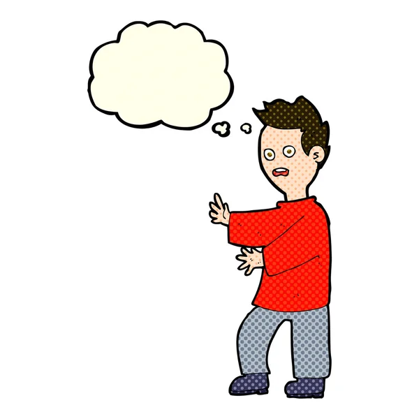 Karikatur schockiert Mann mit Gedankenblase — Stockvektor