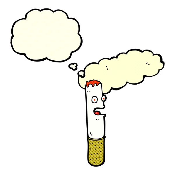 Cigarrillo de dibujos animados con burbuja de pensamiento — Vector de stock