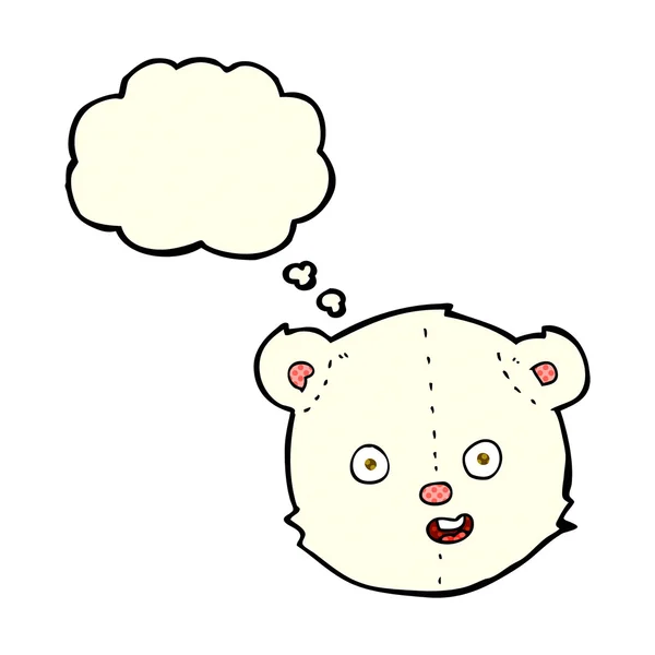 Мультяшный белый плюшевый медвежонок с мыльным пузырём — стоковый вектор