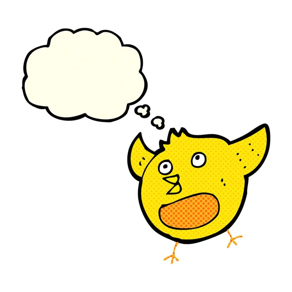 Düşünce baloncuklu mutlu kuş. — Stok Vektör