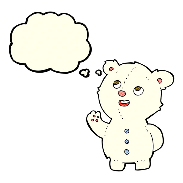 Dibujos animados lindo oso polar cachorro con burbuja de pensamiento — Vector de stock