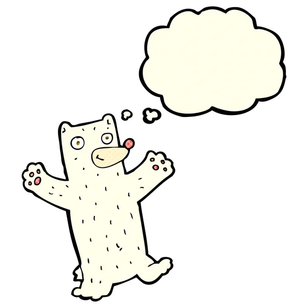 Urso polar dos desenhos animados com bolha de pensamento — Vetor de Stock