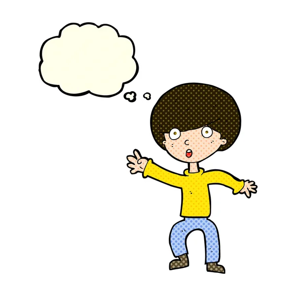 Dibujos animados chico pánico con burbuja de pensamiento — Archivo Imágenes Vectoriales