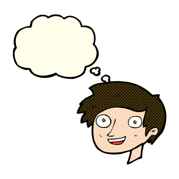 Dessin animé heureux garçon visage avec bulle de pensée — Image vectorielle