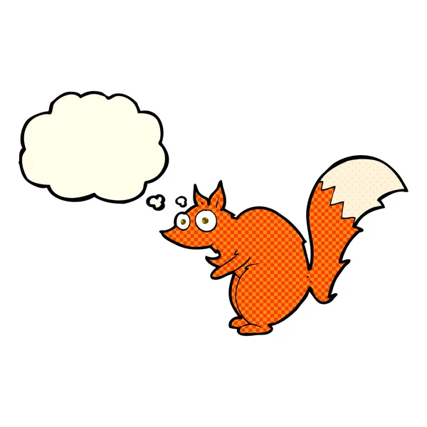 Funny startled squirrel cartoon with thought bubble — Stock Vector