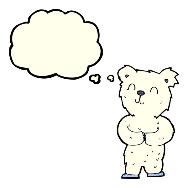 Mutlu küçük kutup ayısı düşünce balonu ile çizgi film — Stok Vektör
