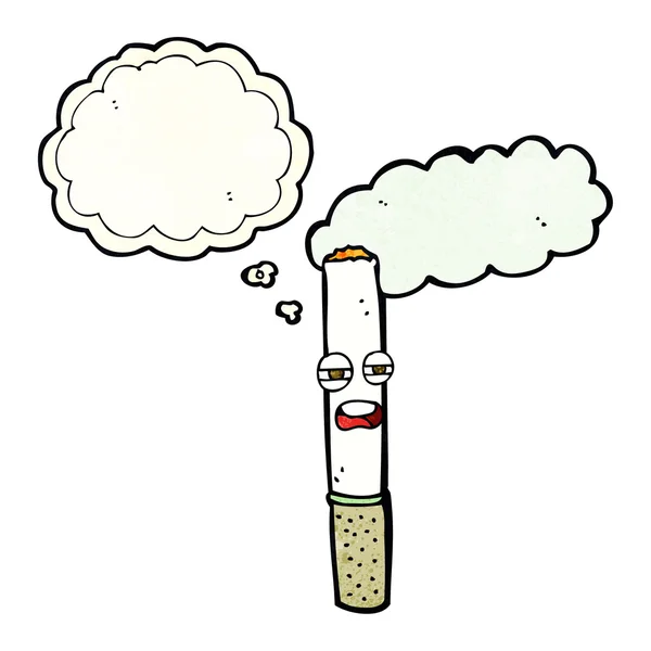 Dibujos animados cigarrillo feliz con burbuja de pensamiento — Vector de stock