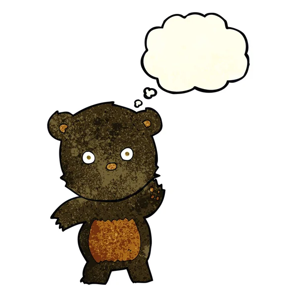 Lindo oso negro de dibujos animados con burbuja de pensamiento — Archivo Imágenes Vectoriales