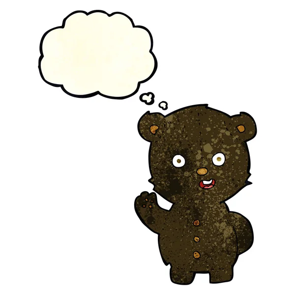 Mignon dessin animé ours noir avec bulle de pensée — Image vectorielle