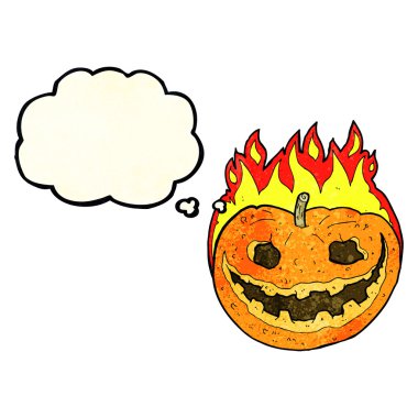 Düşünce baloncuklu ürkütücü balkabağı.