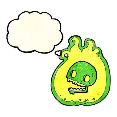 Cadılar Bayramı alev sınır düşünce balonu ile çizgi film