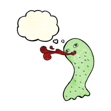 Düşünce baloncuklu komik bir hayalet.