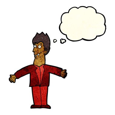 Düşünce baloncuğu olan vampir adam.