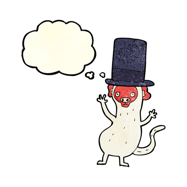 Cartoon aap in hoge hoed met gedachte bubble — Stockvector