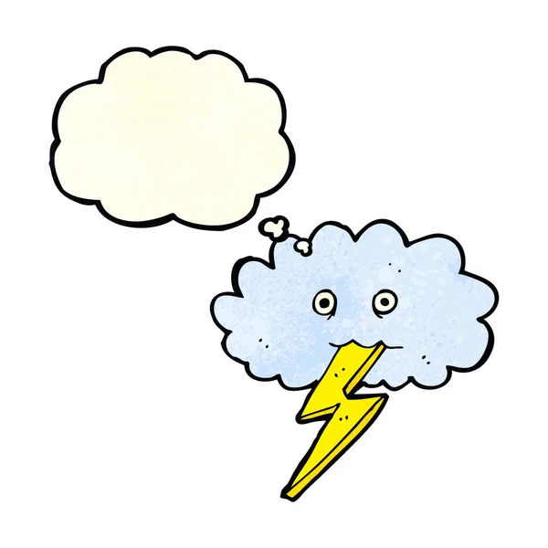 Cartoon Blitz und Wolke mit Gedankenblase — Stockvektor