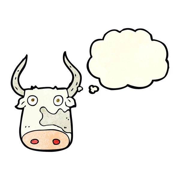 Cartoon cow with thought bubble — Stock Vector