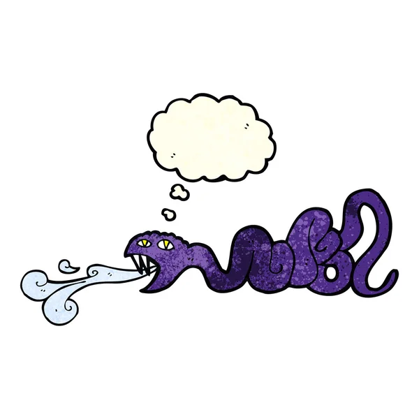 Cartoon slang met gedachte zeepbel — Stockvector