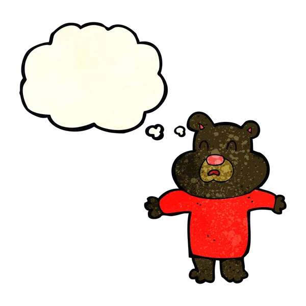 Cartoon ongelukkig zwarte beer met gedachte bubble — Stockvector
