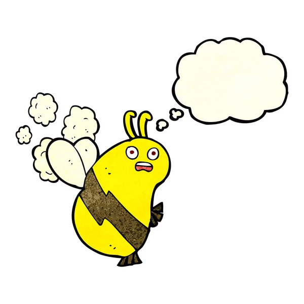 Drôle de dessin animé abeille avec bulle de pensée — Image vectorielle