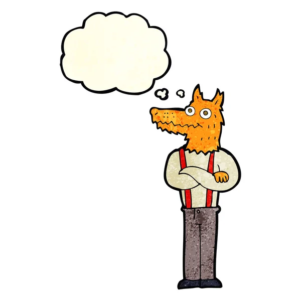 Vicces rajzfilm-fox gondolat buborék — Stock Vector