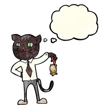 çizgi film iş kedi düşünce balonu ile ölü fare ile