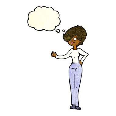 düşünce balonu ile sallayarak çizgi film kadın