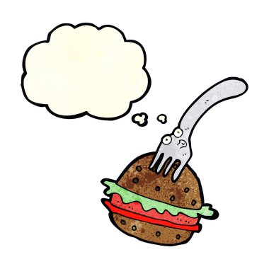 çizgi film çatal ve düşünce balonu burger