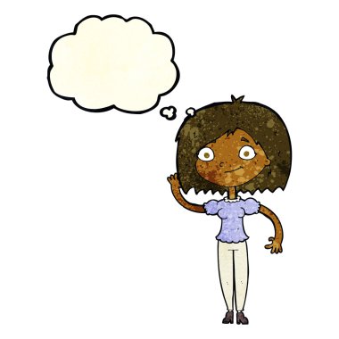 düşünce balonu ile sallayarak çizgi film kadın