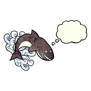 Düşünce baloncuklu çizgi film köpekbalığı