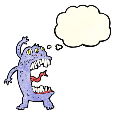 Düşünce baloncuklu çılgın canavar.